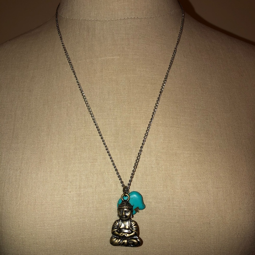 Buddha & Turquoise Elephant Necklace